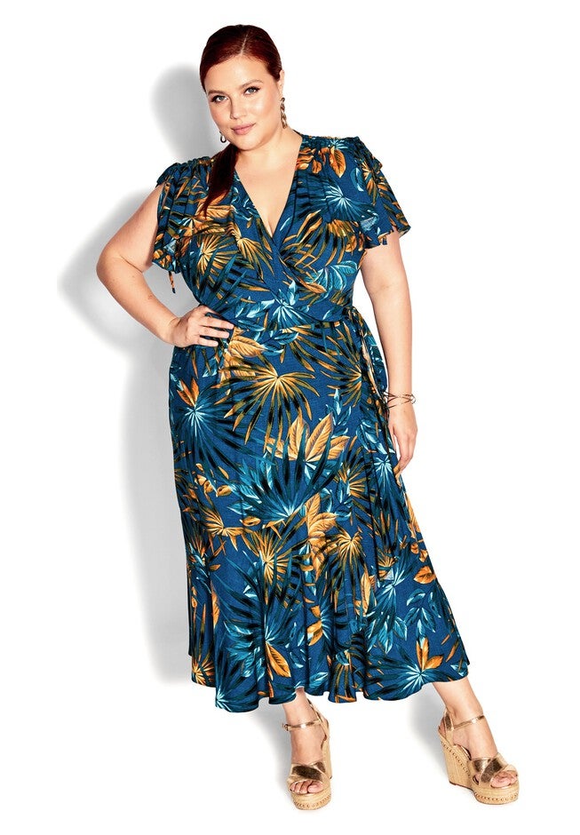 Fiesta Print Maxi Dress - teal, BLUE, hi-res image number null