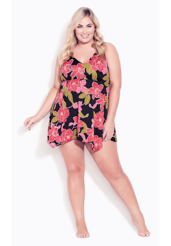 Sharkbite Print Swim Dress, GERBERA, hi-res image number 0