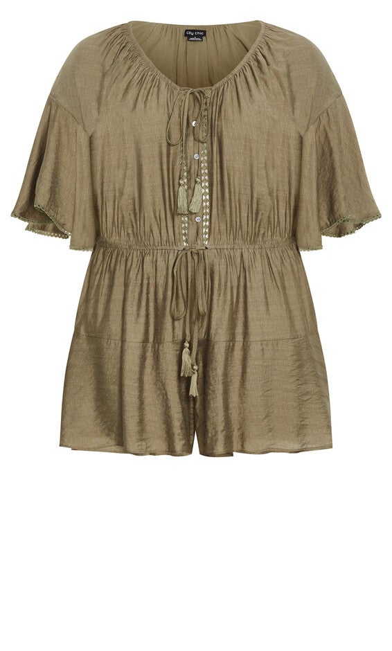 Harlow Lace Playsuit - khaki, GREEN, alternate image number 3