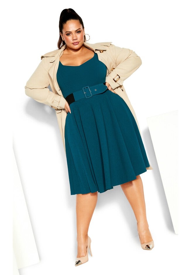 Super Sweet Elbow Sleeve Dress - teal, GREEN, alternate image number null