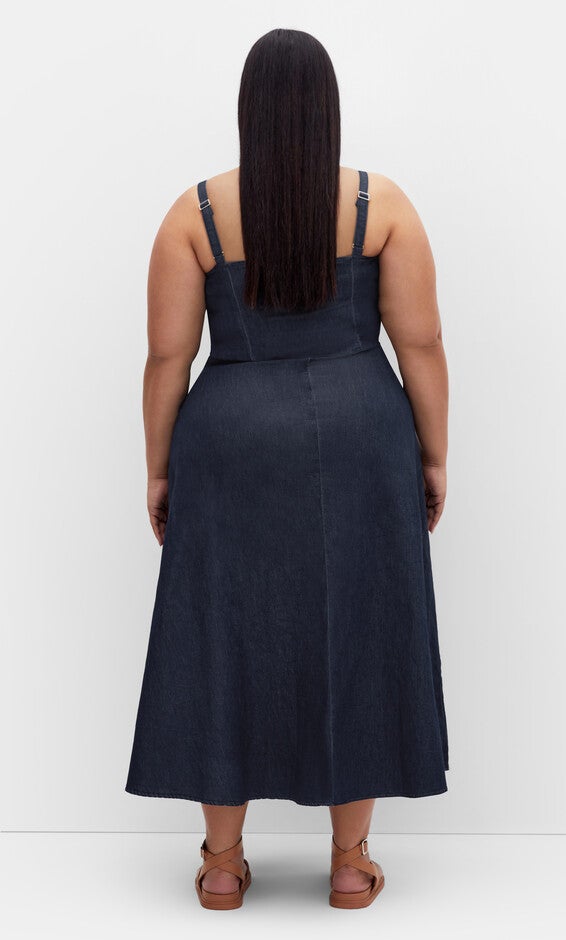 Denim Corset Dress - dark denim, BLUE, alternate image number 1