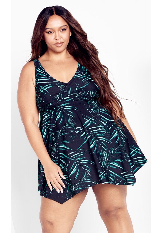 Icon Print Swimdress, AQUA TROPICS PRINT, alternate image number 7