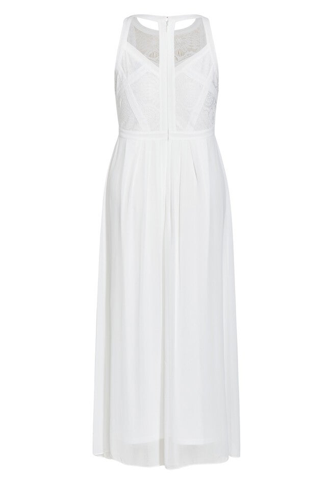 Paneled Bodice Maxi Dress - ivory, WHITE, alternate image number null
