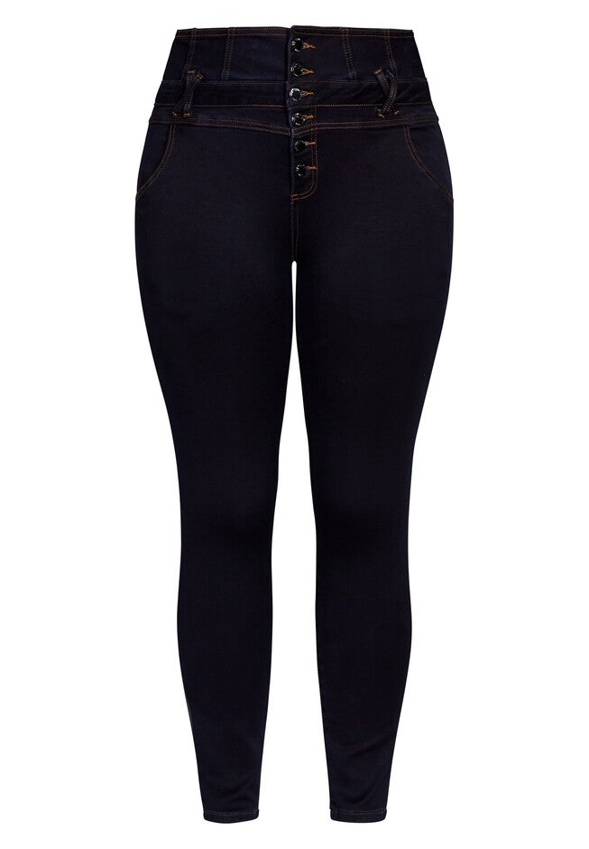 Harley Short Western Corset Jean - dark denim, BLUE, alternate image number null