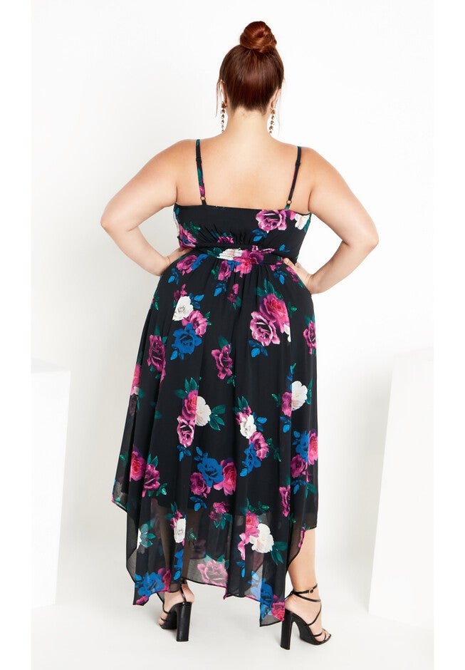 Maxine Print Maxi Dress - black, BLACK, alternate image number null