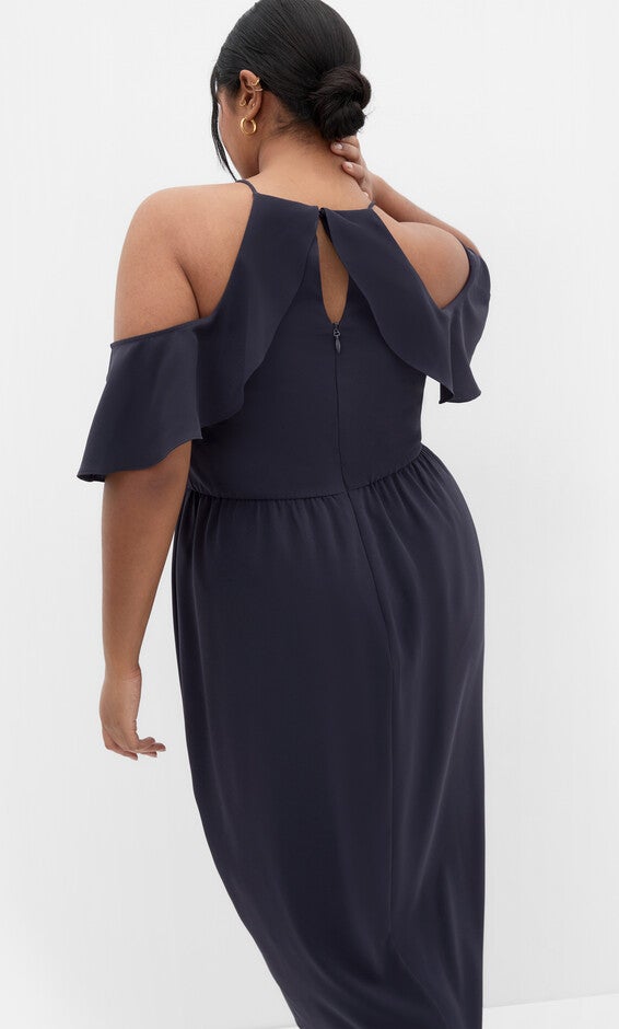Love Siren Ruffle Shoulder Dress - navy, BLUE, alternate image number null