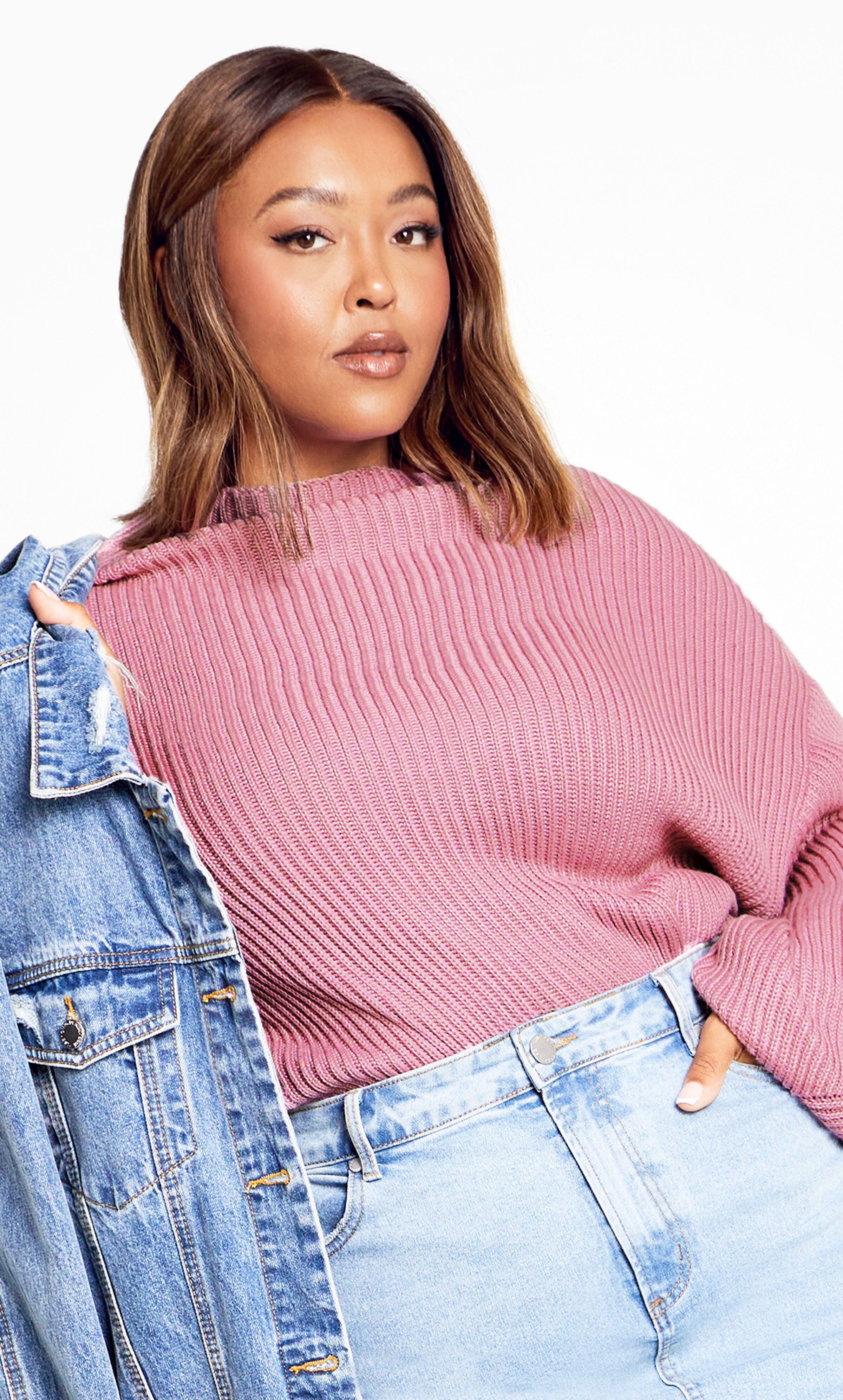 売れ筋商品|||シティーシック ニット&セーター アウター レディース Plus Size Angel Sweater Musk melange Angel Sleeve Sweater - musk | Avenue