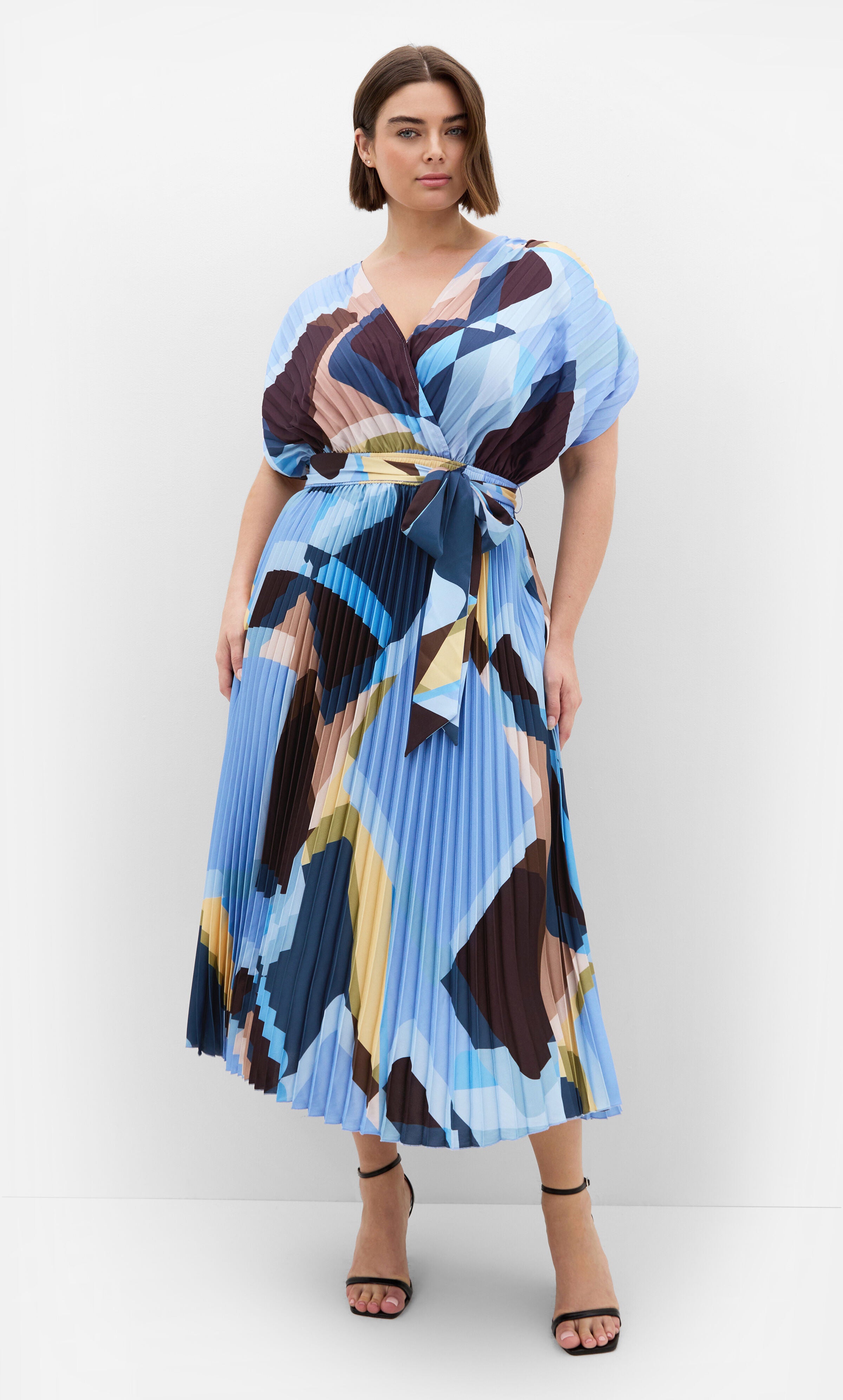 Hailey Geo Abstract Print Pleat Dress