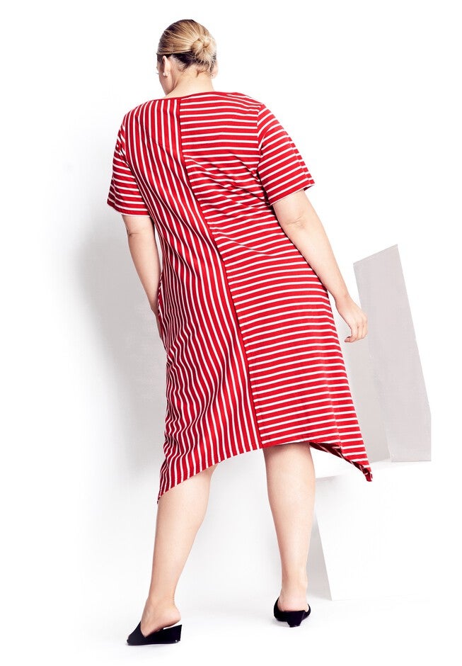Zena Stripe Dress - red, RED, alternate image number null