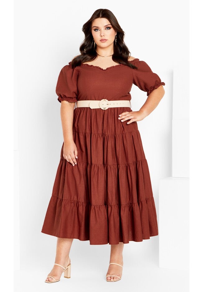 Puff Sleeve Maxi Dress - toffee, BROWN, hi-res image number 0