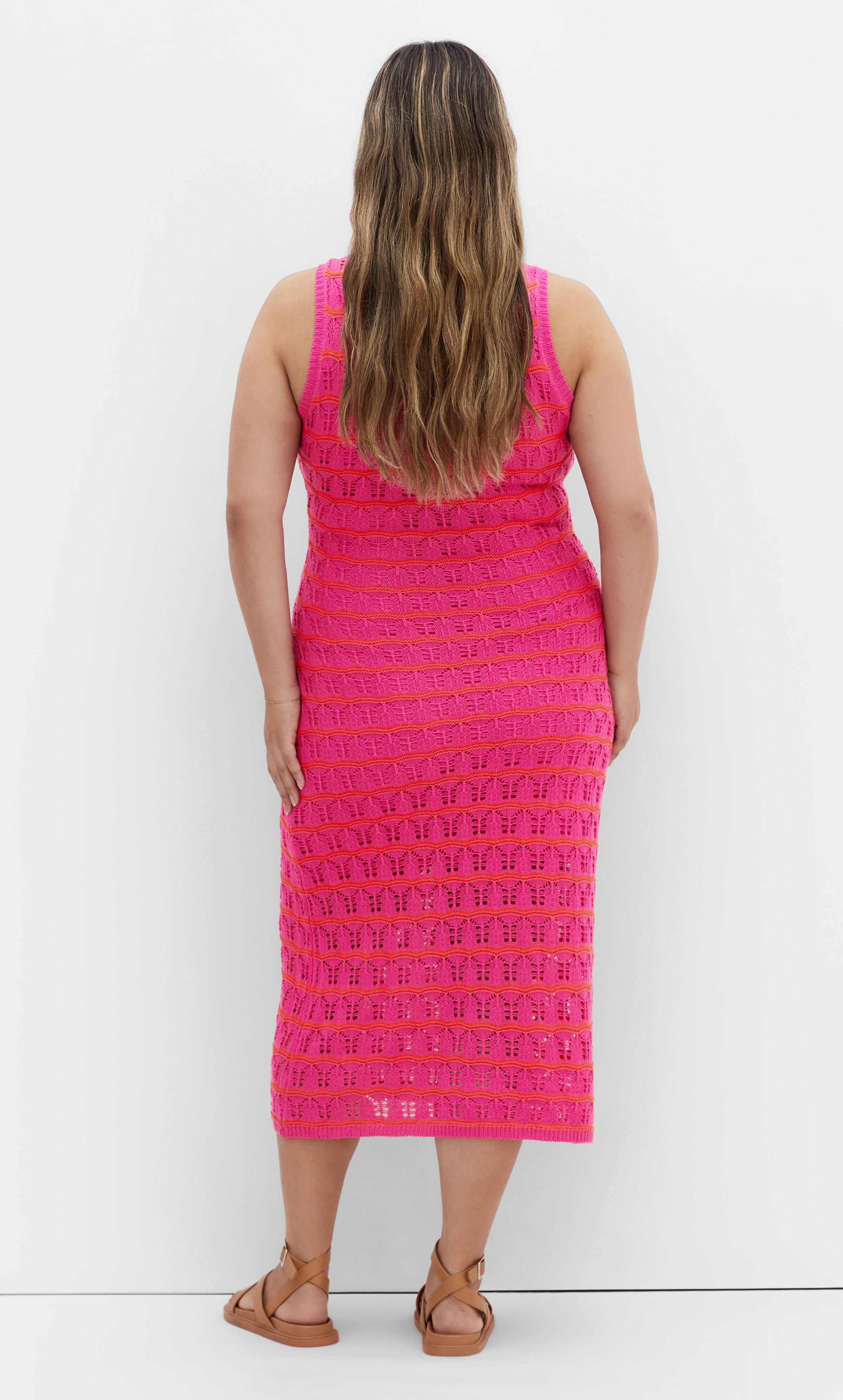 Crochet Stripe Dress - pink, PINK, alternate image number 1