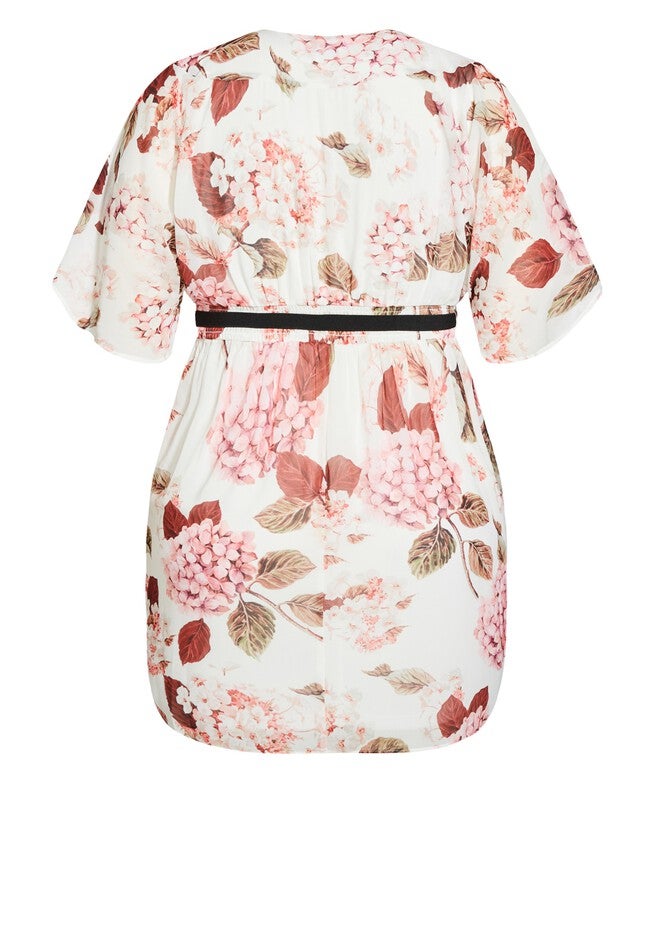 Color Wrap Print Dress - ivory pink, WHITE, alternate image number null
