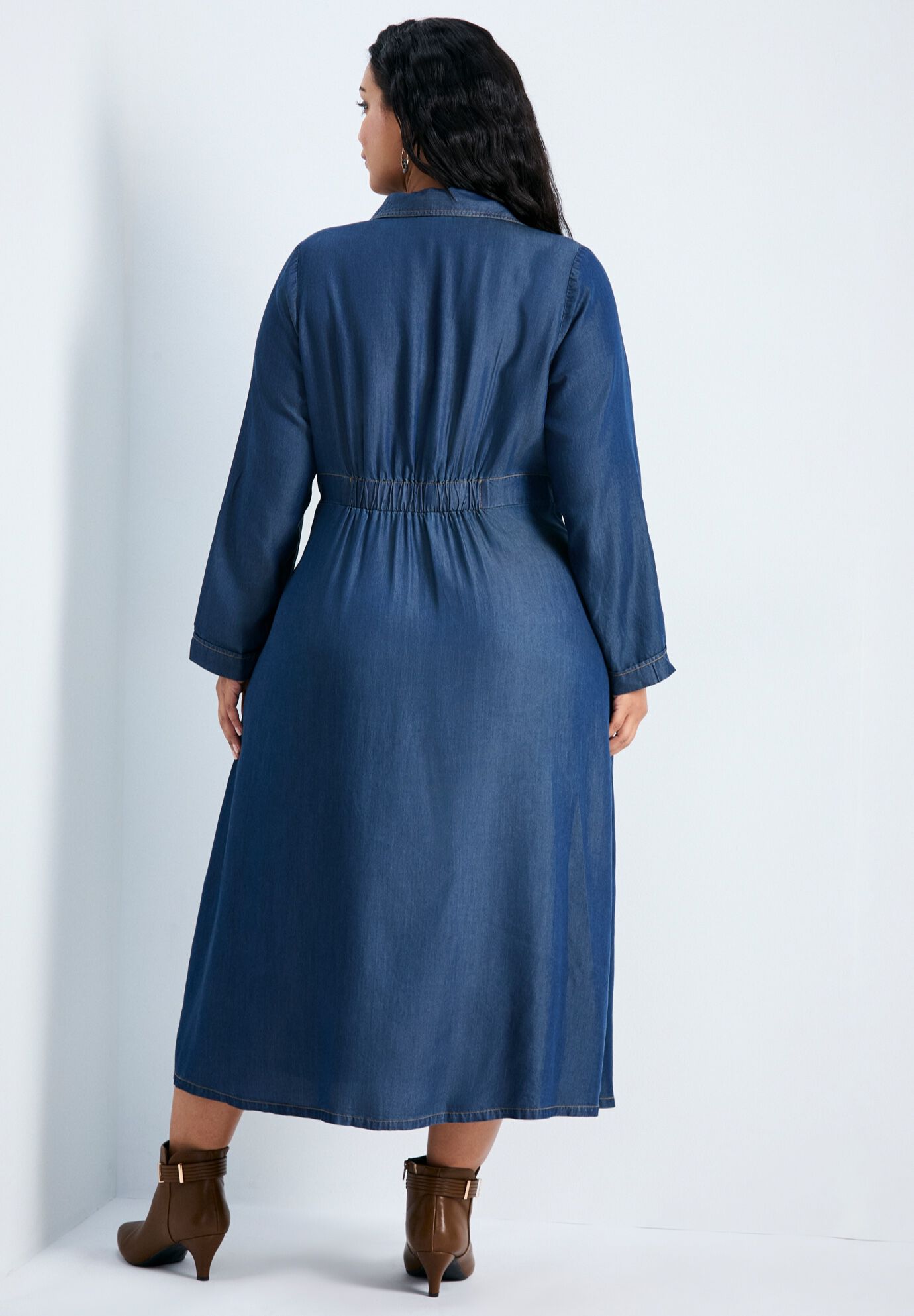 Joanne Denim Shirtdress, DARK WASH, on-hover image number 1