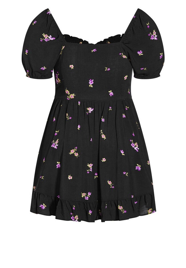 Sweet Petal Short Sleeve Dress - black, BLACK, alternate image number null