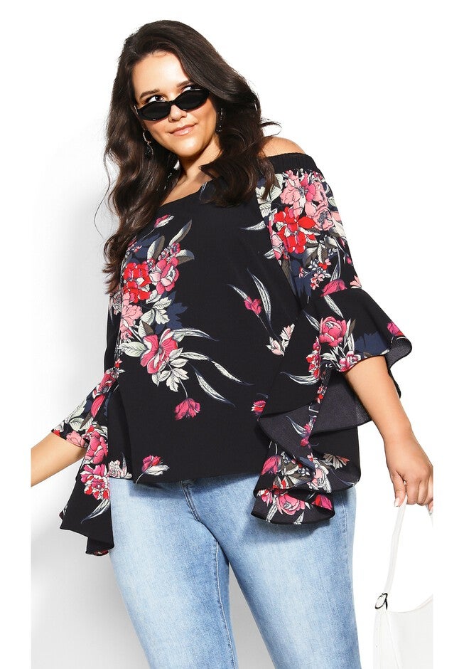 Misty Floral Top - black floral, BLACK, hi-res image number null