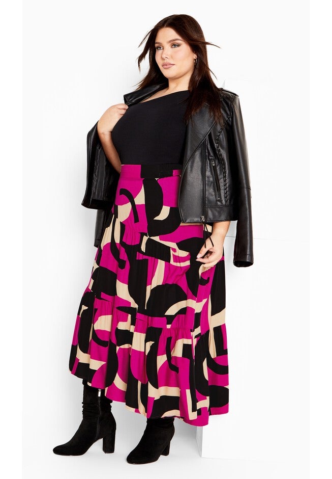 Saskia Print Skirt, MAGENTA PRINT, hi-res image number null