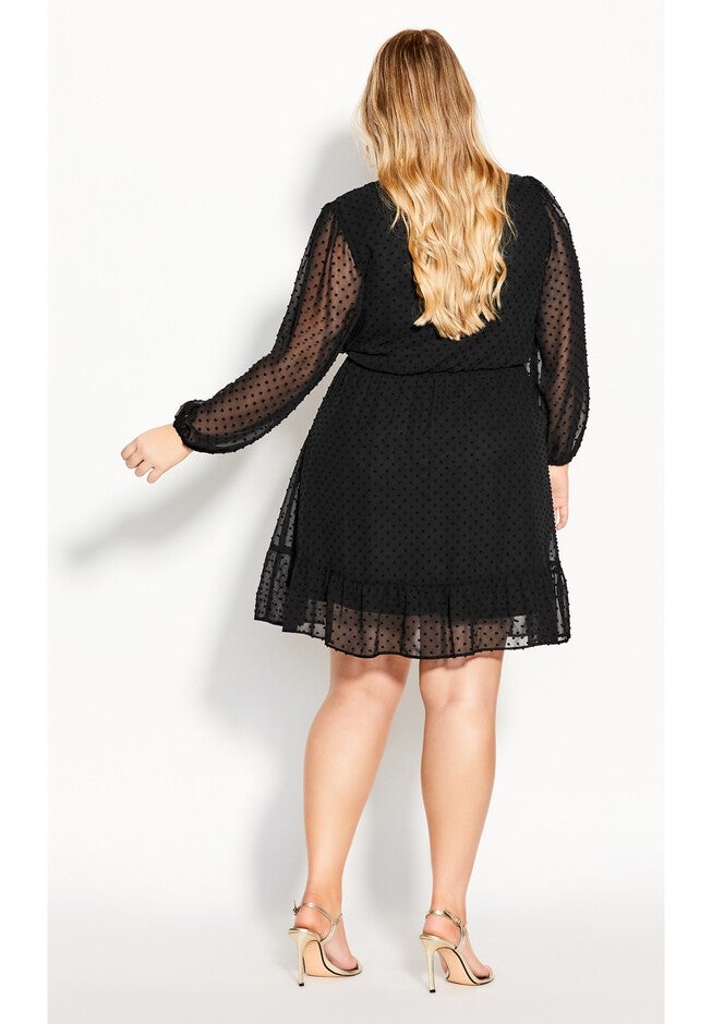 Dobby Ruffles Dress - black, BLACK, on-hover image number 1