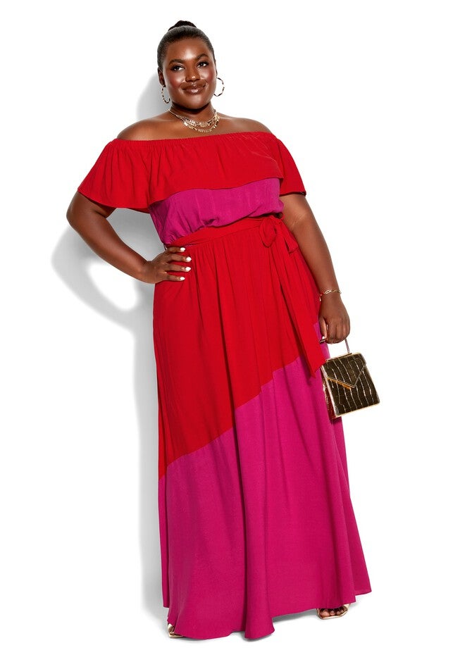 Colorburst Maxi Dress - fuchsia, RED, on-hover image number 1