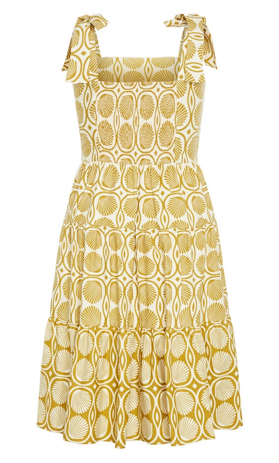 Leila Seashell Dress - print, YELLOW, alternate image number null