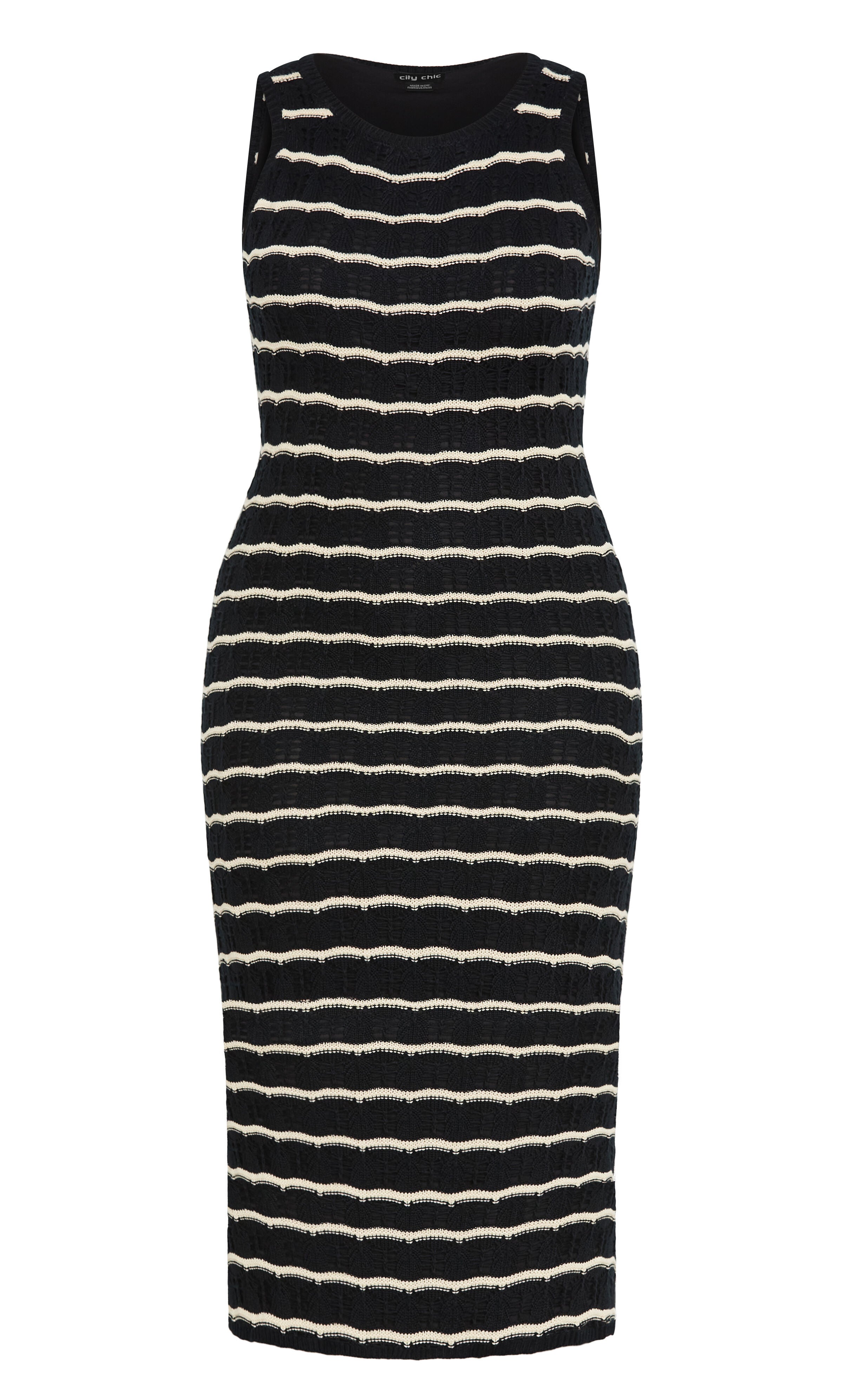 Crochet Stripe Dress - black, BLACK, alternate image number 3