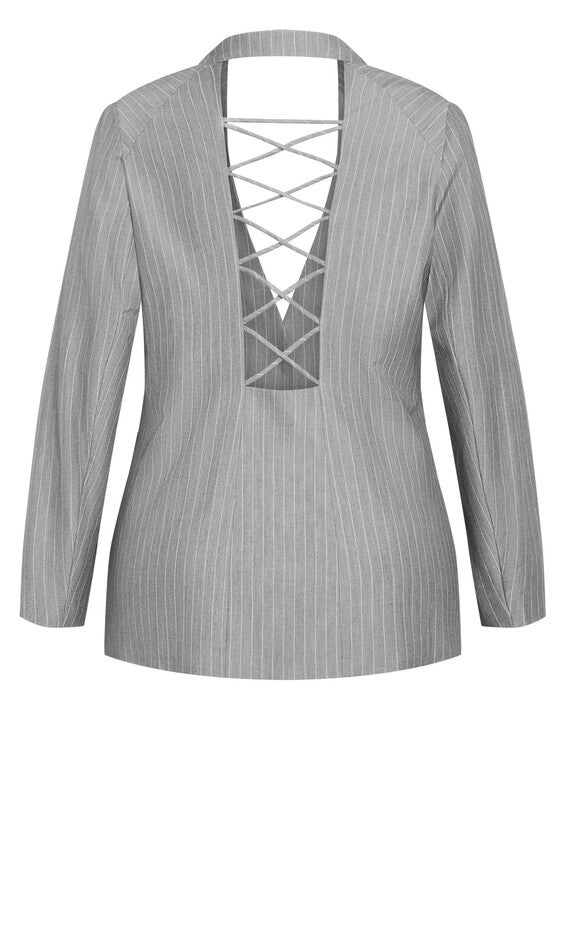 Jazmin Pinstripe Jacket - silver, GREY, alternate image number 5