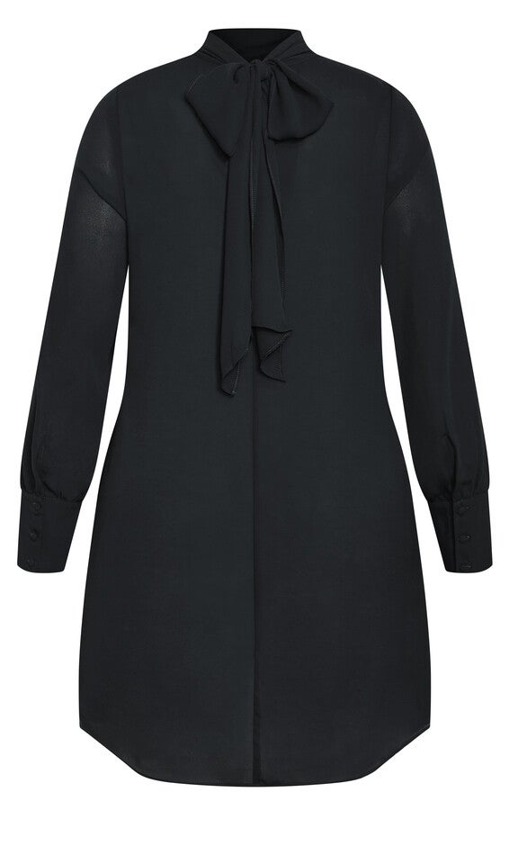 Neck Tie Tunic - black, BLACK, alternate image number null