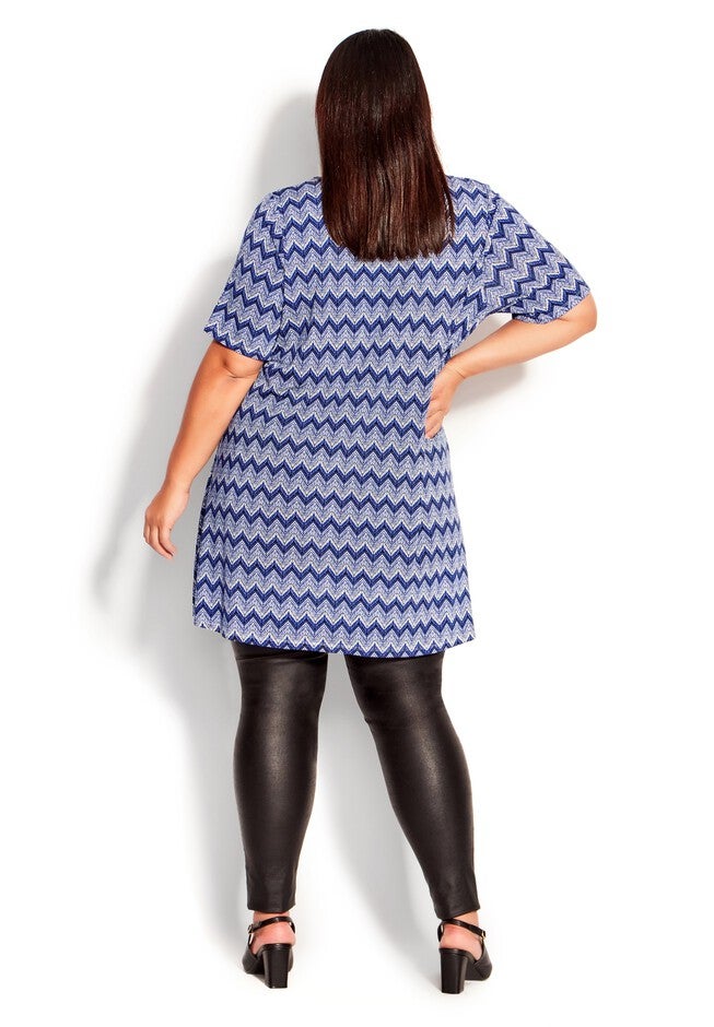 Liv Pleat Print Tunic, MARINE ZIG ZAG, alternate image number 4