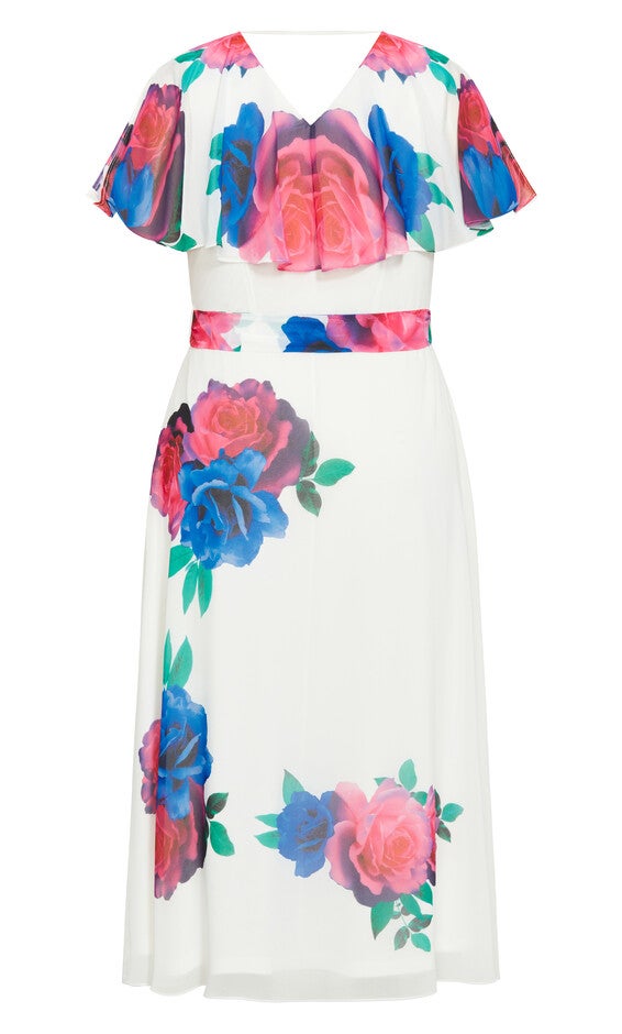 Tied Rose Maxi Dress - ivory, WHITE, alternate image number null
