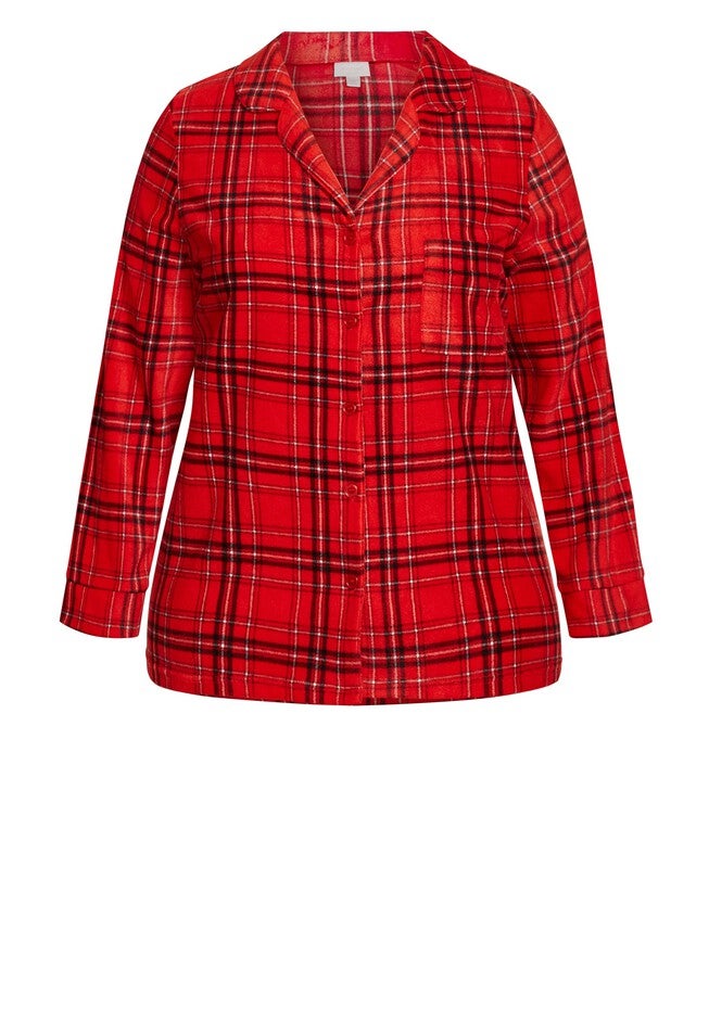 Fleece Check Sleep Top, CHECK, alternate image number null