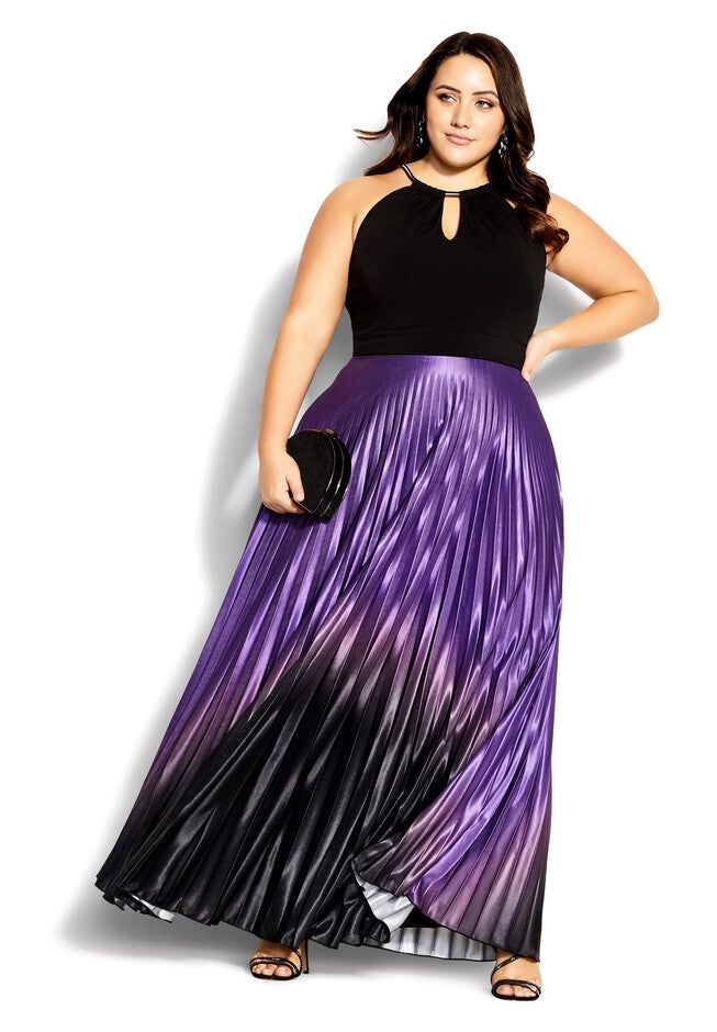 Pleated Ombre Maxi Dress - petunia, PURPLE, alternate image number null