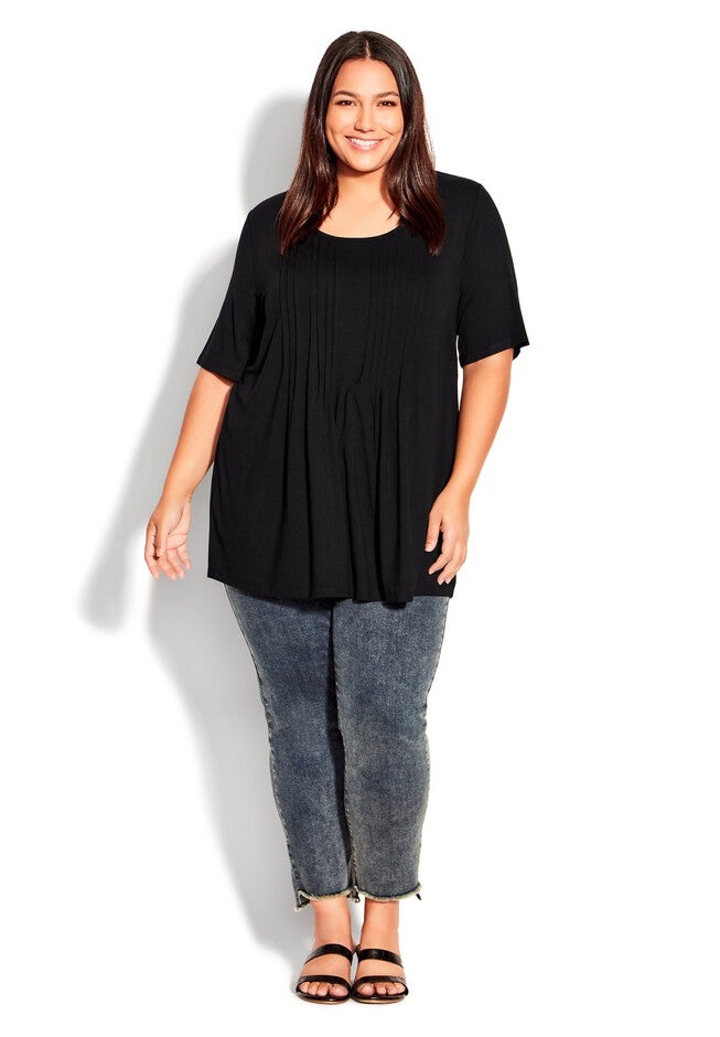 Knit Pleated Top, BLACK, alternate image number null