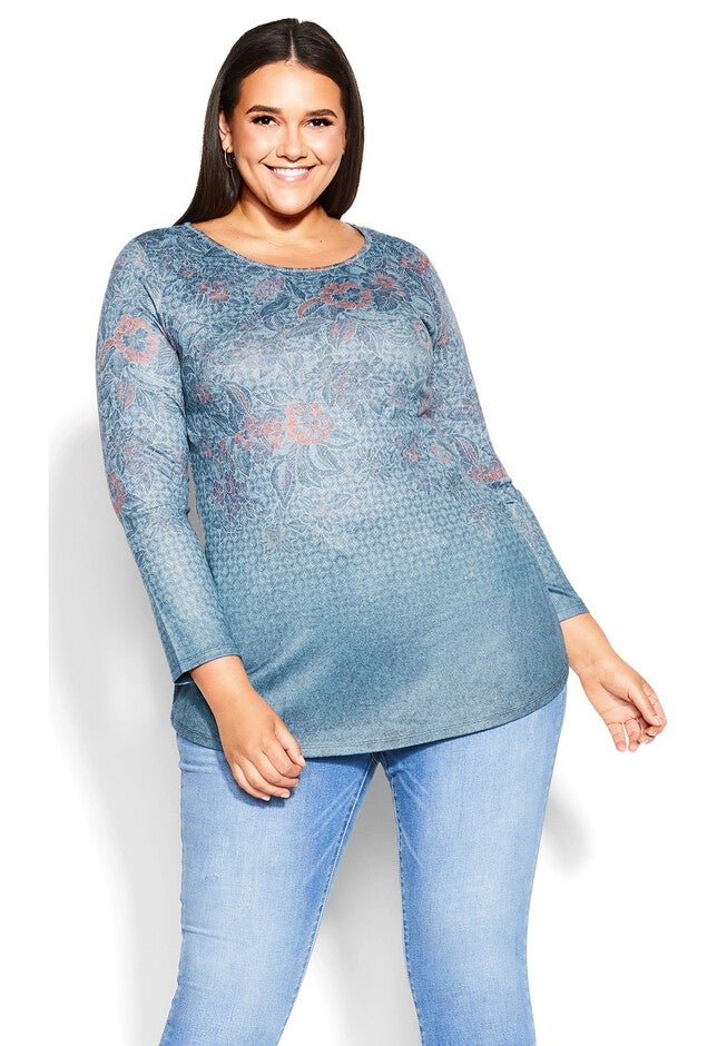 Callie Placement Top, BLUE BATIK, hi-res image number null