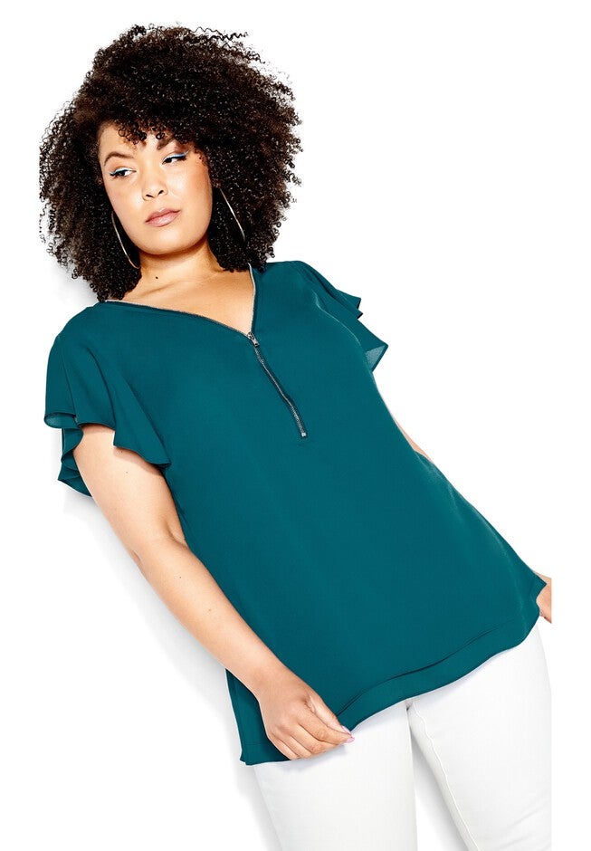 Zip Fling Top - teal, GREEN, on-hover image number null