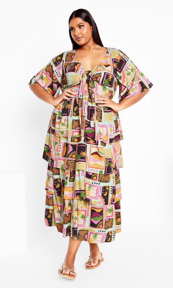 Ana Tie Dress - beige, POSTCARDS, alternate image number 1