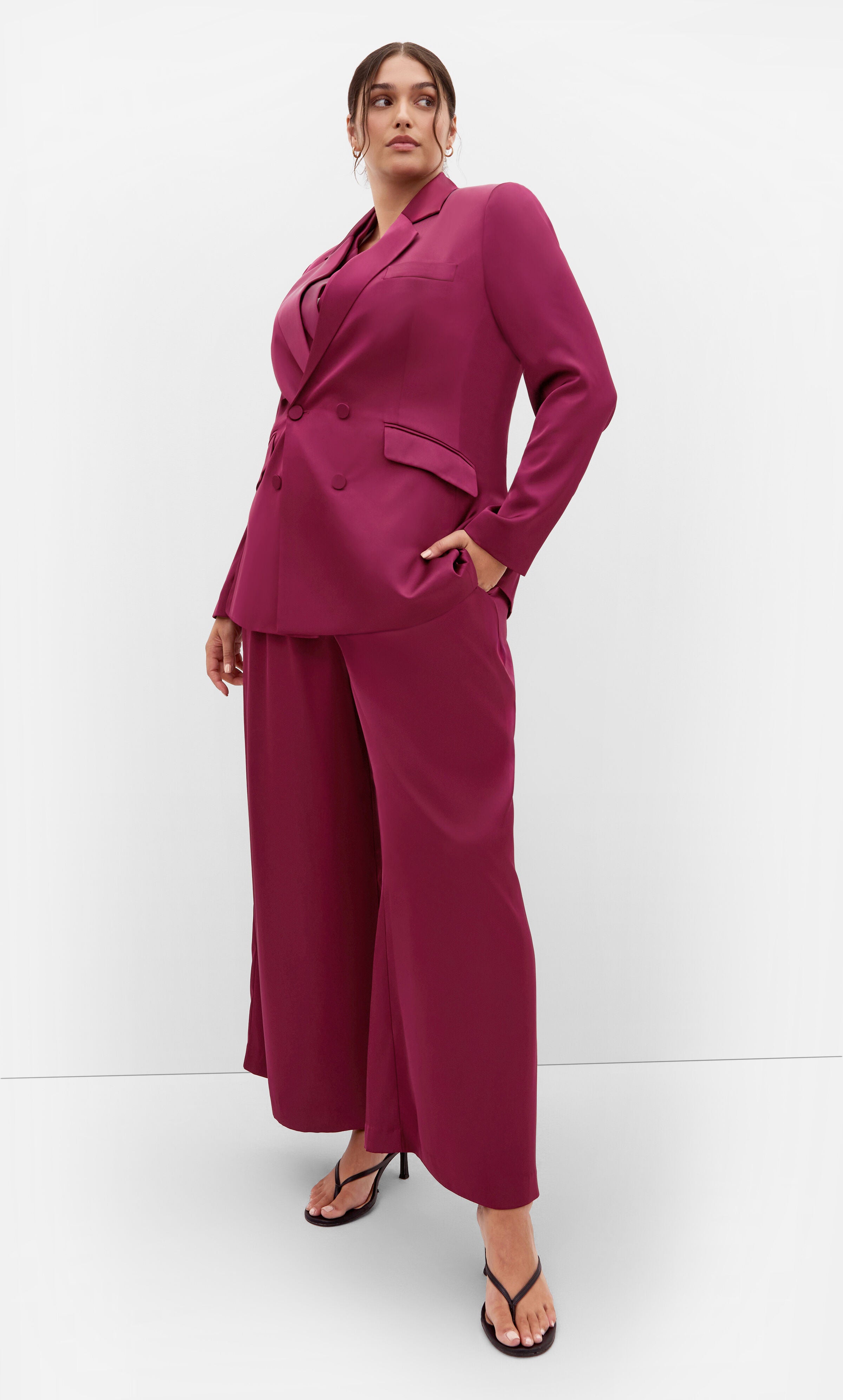 Rylie Satin Blazer, RED, alternate image number 3