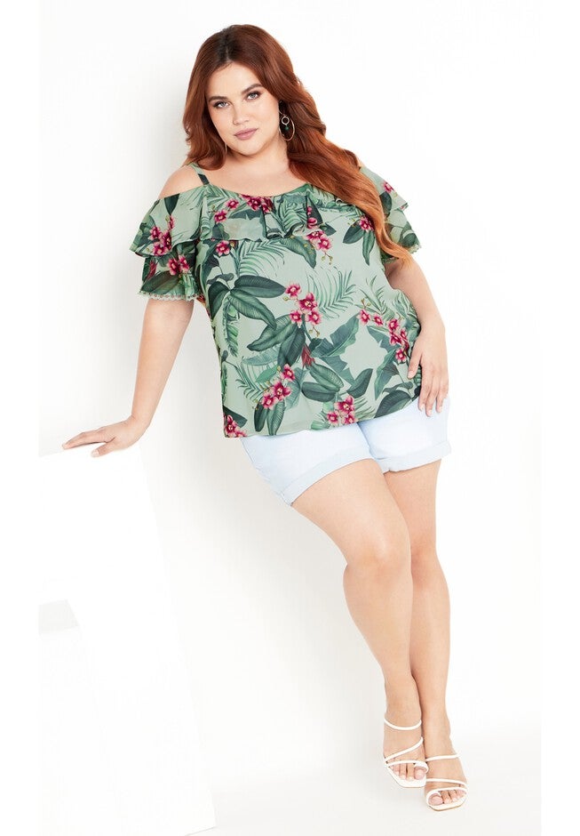 Phoebe Print Top - seafoam, GREEN, hi-res image number null