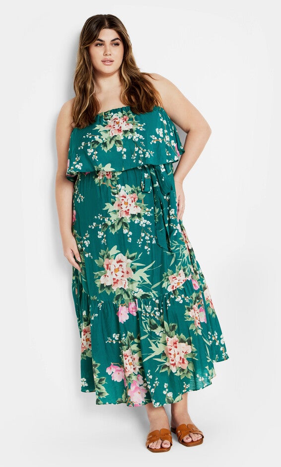 Pia Print Maxi Dress - jade, JADE SWEET BLOSSOM, alternate image number 2