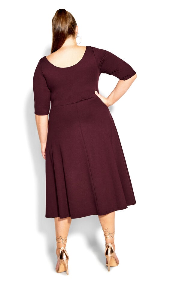Cute Girl Elbow Sleeve Dress - oxblood, OX, alternate image number null