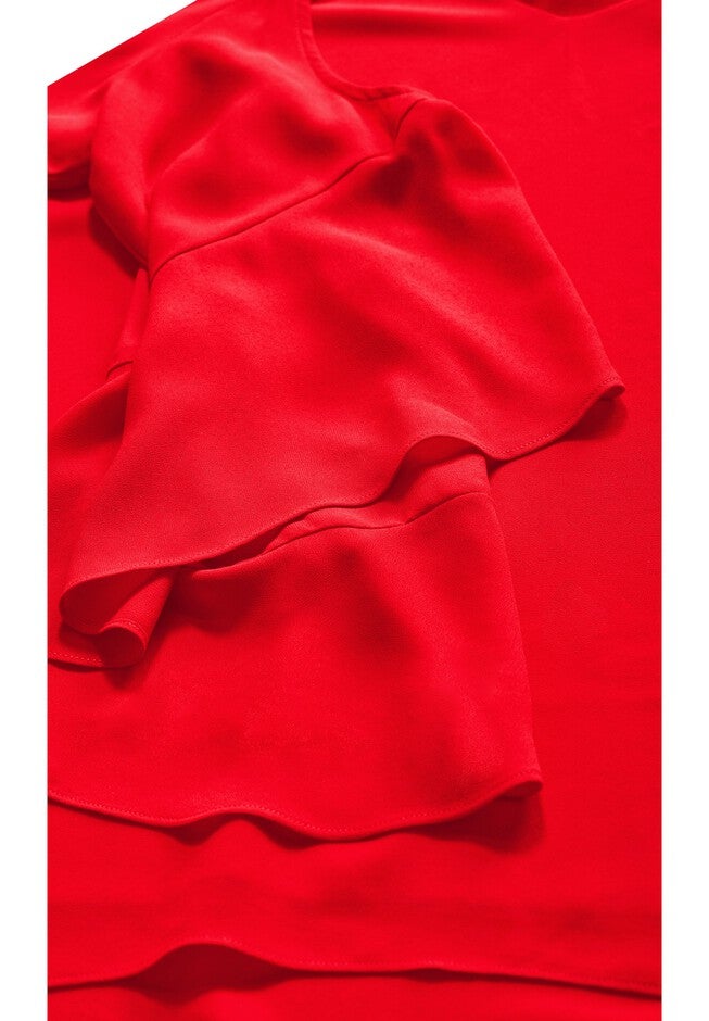 Hi Lo Cold Shoulder Top - love red, RED, alternate image number null