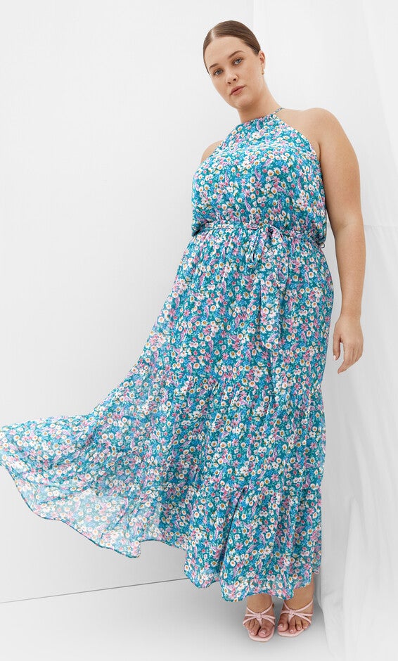 Lidia Print Maxi Dress - teal floral, GREEN, alternate image number null
