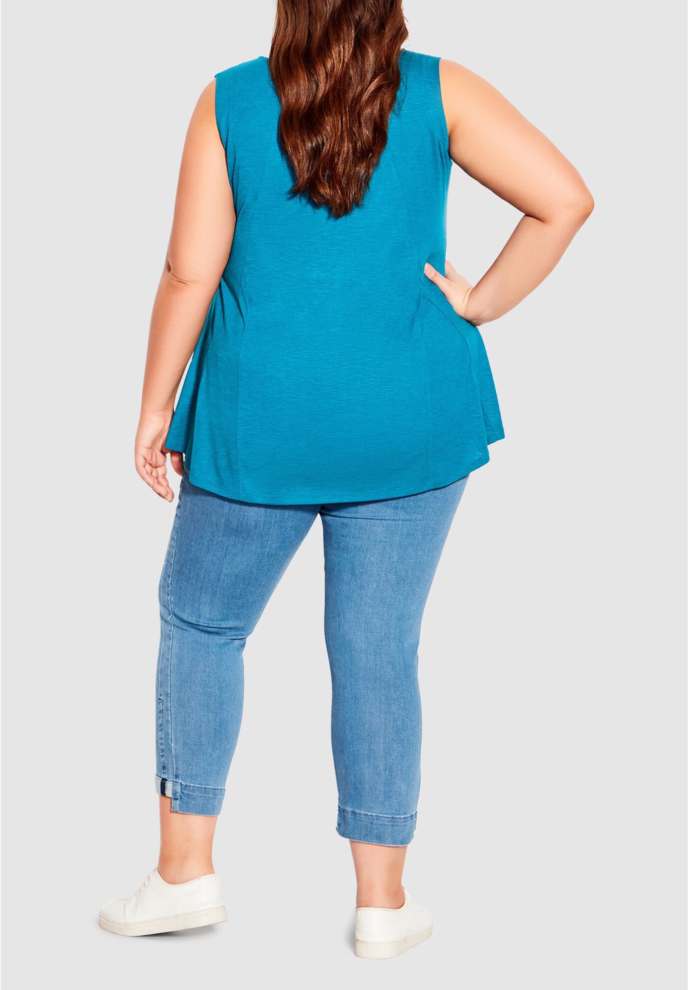 Fit N Flare Tank, MYKONOS BLUE, alternate image number 2
