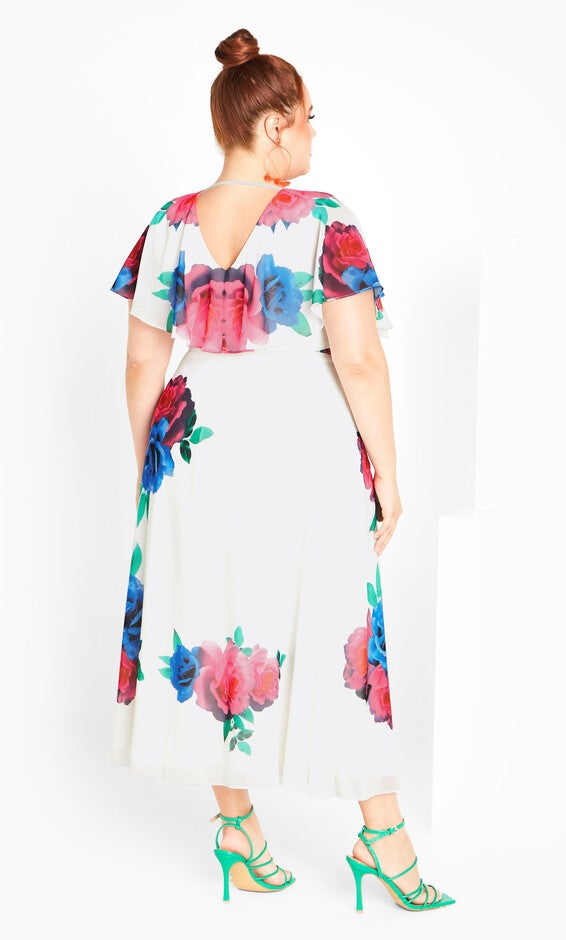Tied Rose Maxi Dress - ivory, WHITE, alternate image number null