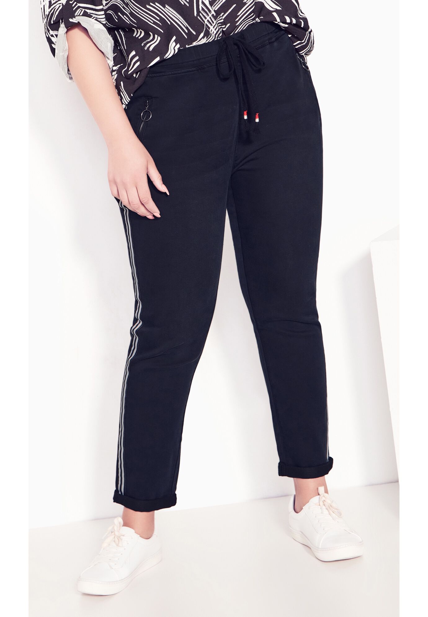 Shay Side Stripe Denim Jogger, BLACK WASH, alternate image number 2