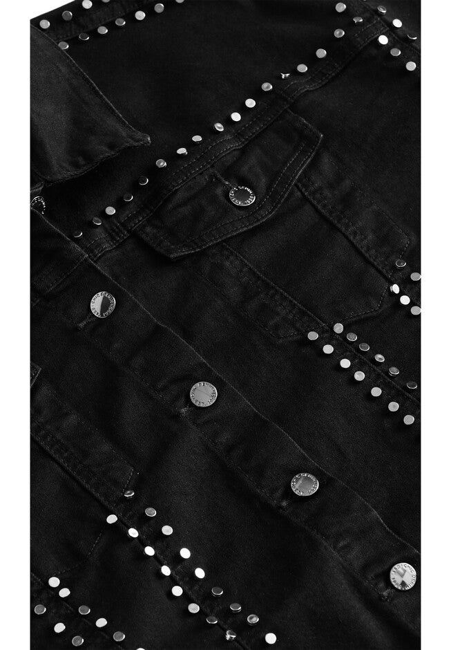 Rock Stud Denim Jacket - black, BLACK, alternate image number 5