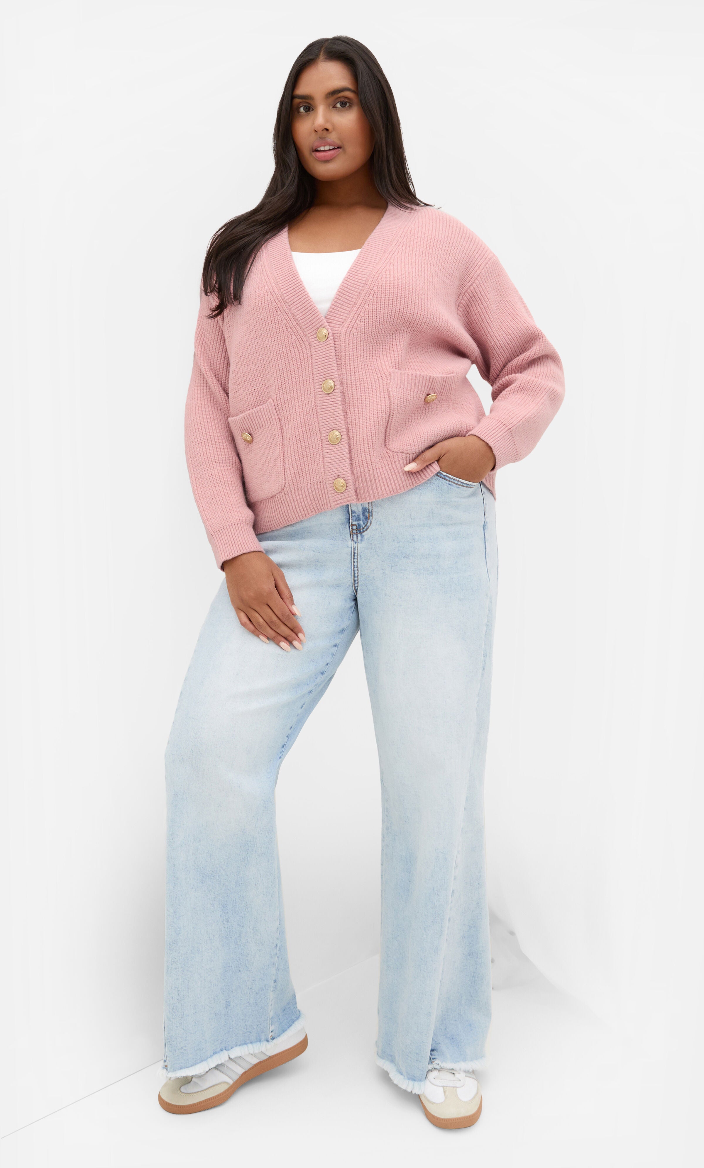 Chloe Plush Knit Cardigan, PINK, on-hover image number 1