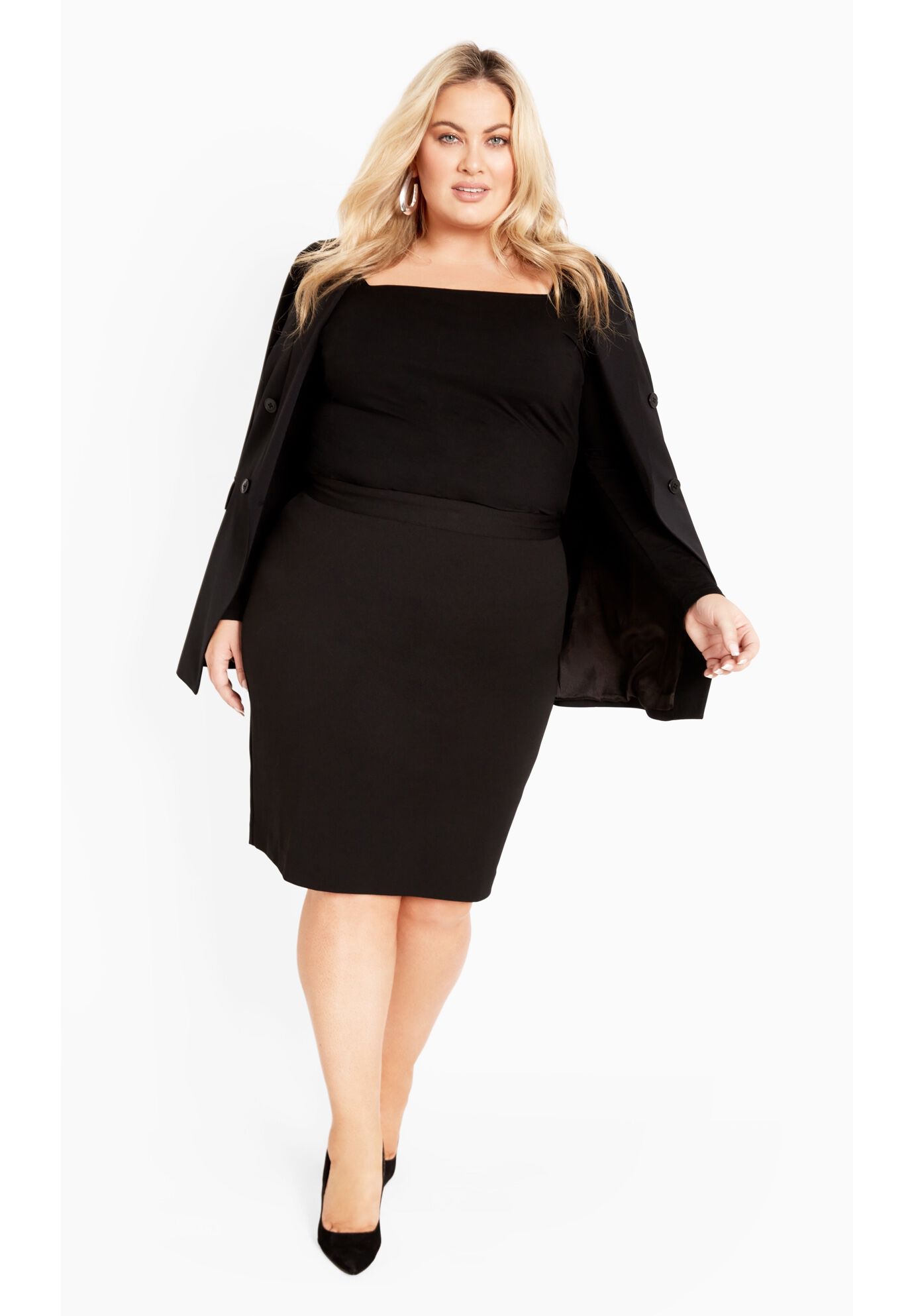 Pia Pencil Skirt, BLACK, on-hover image number 1