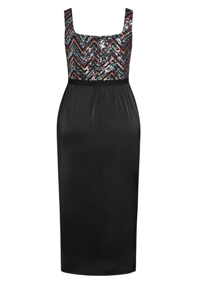 Sequin Bodice Dress - multi, BLACK, alternate image number 3