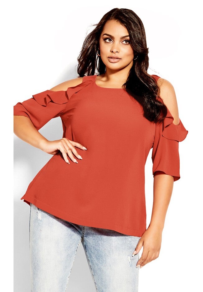 Wild Sleeve Top - coral, ORANGE, hi-res image number 0