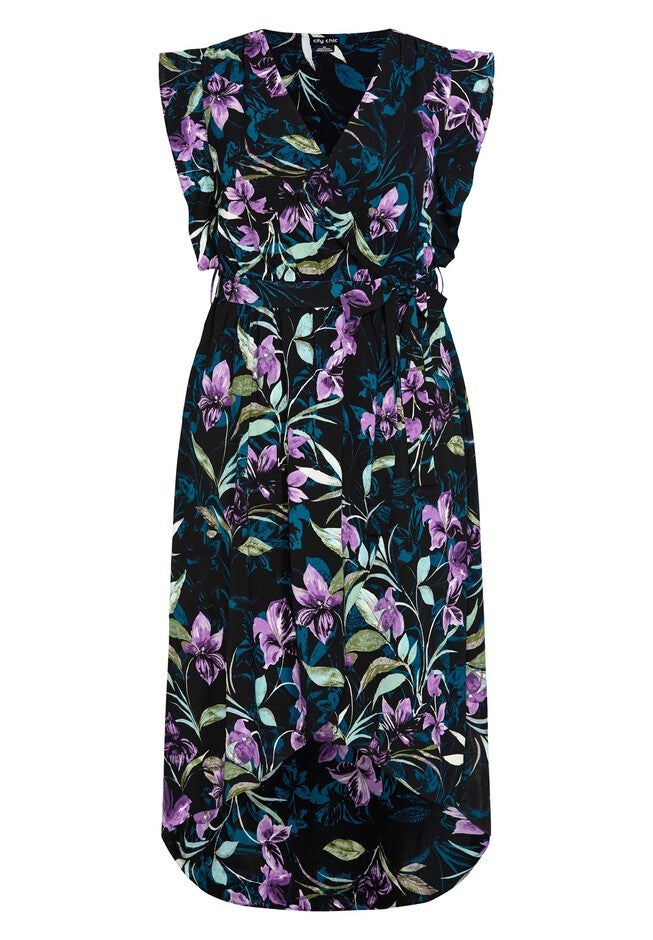 Nicole Print Maxi Dress - black, BLACK, alternate image number null