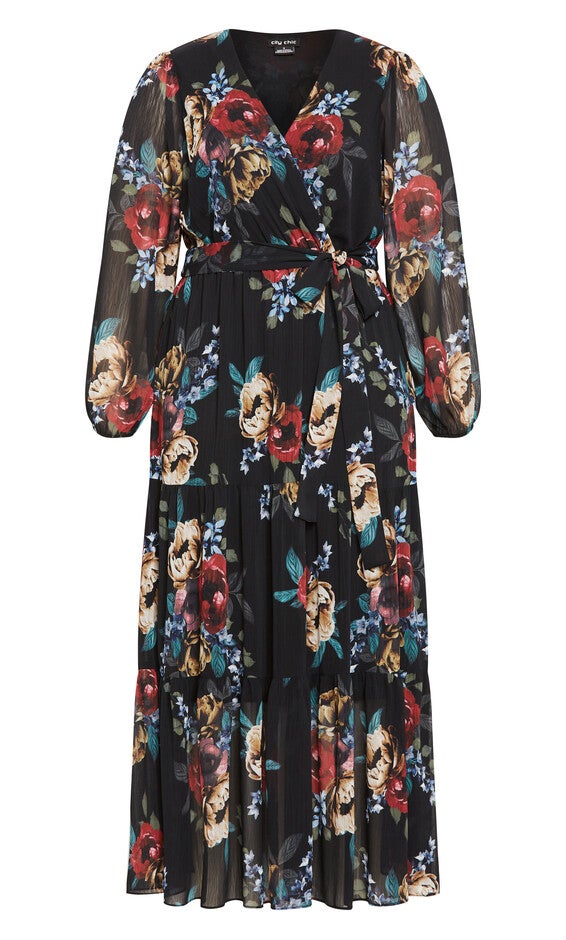 Xander Print Maxi Dress - black, DARK LATE BLOOM, alternate image number 3
